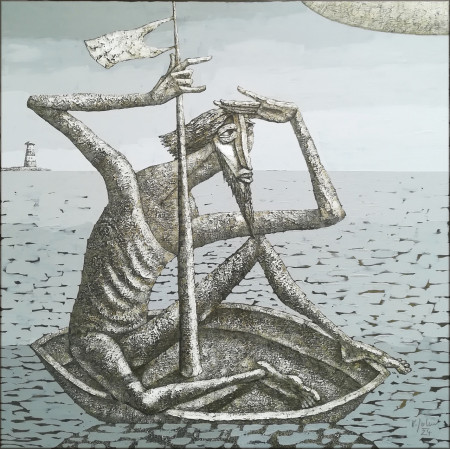 Někde být musí-akryl,100x100 -2024